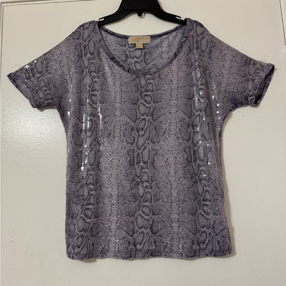 Michael Kors Gray Sequin Relaxed T-Shirt